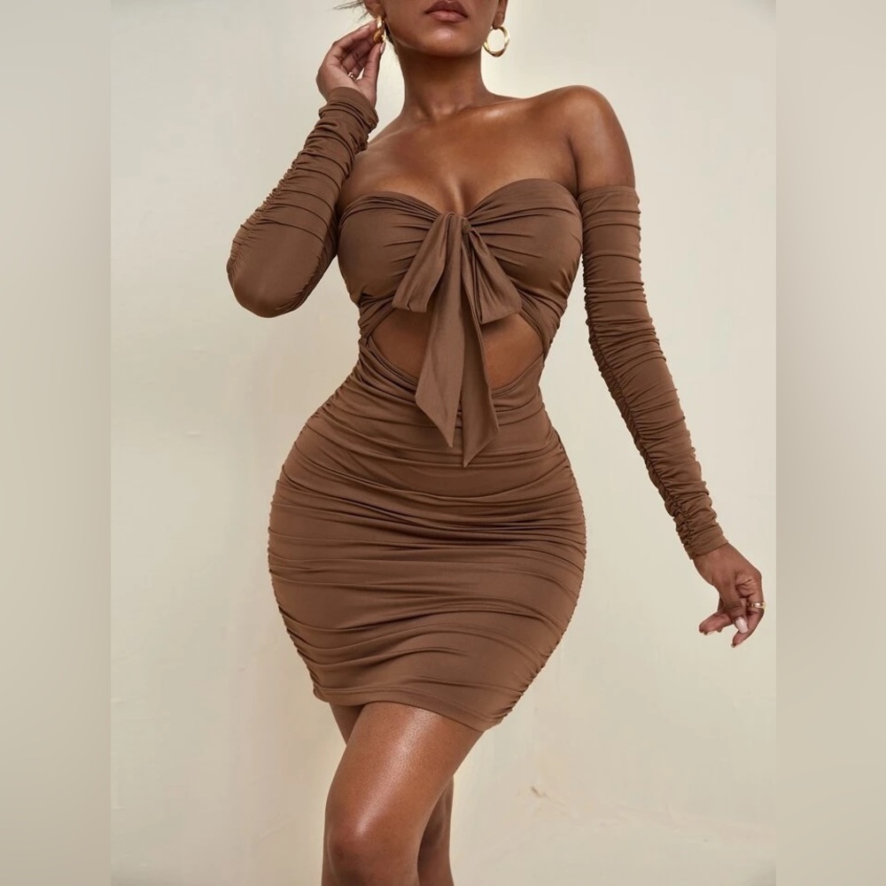 SHEIN Ruched Cutout Dress size M